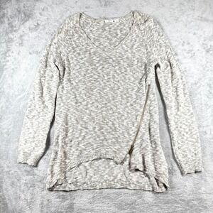 Cozy‎ Textured Knit V-Neck Sweater Women's L Long Sleeve Asymmetrical Zip